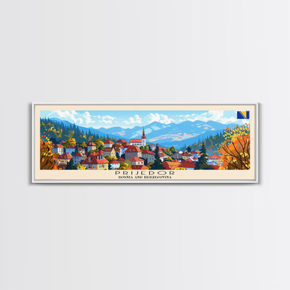 Prijedor Bosnia Travel Art, City Art, Framed Canvas Print or Metal Wall Art, Europe Travel Poster, Panoramic Wall Art, Extra Wide Wall Art