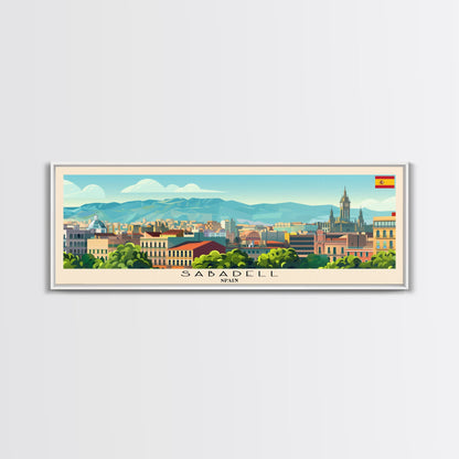 Sabadell Spain Travel Print Wall Art, Panoramic City Art, Travel Art, Wall Decor, Vacation Gift, Framed Canvas Print Or Metal Art
