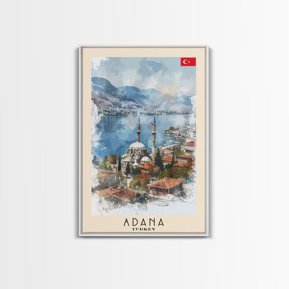 Majestic Adana Turkey Mosque View, Framed Canvas Print, Ideal for Living Room Art, Cultural Decor, Home Decoration
