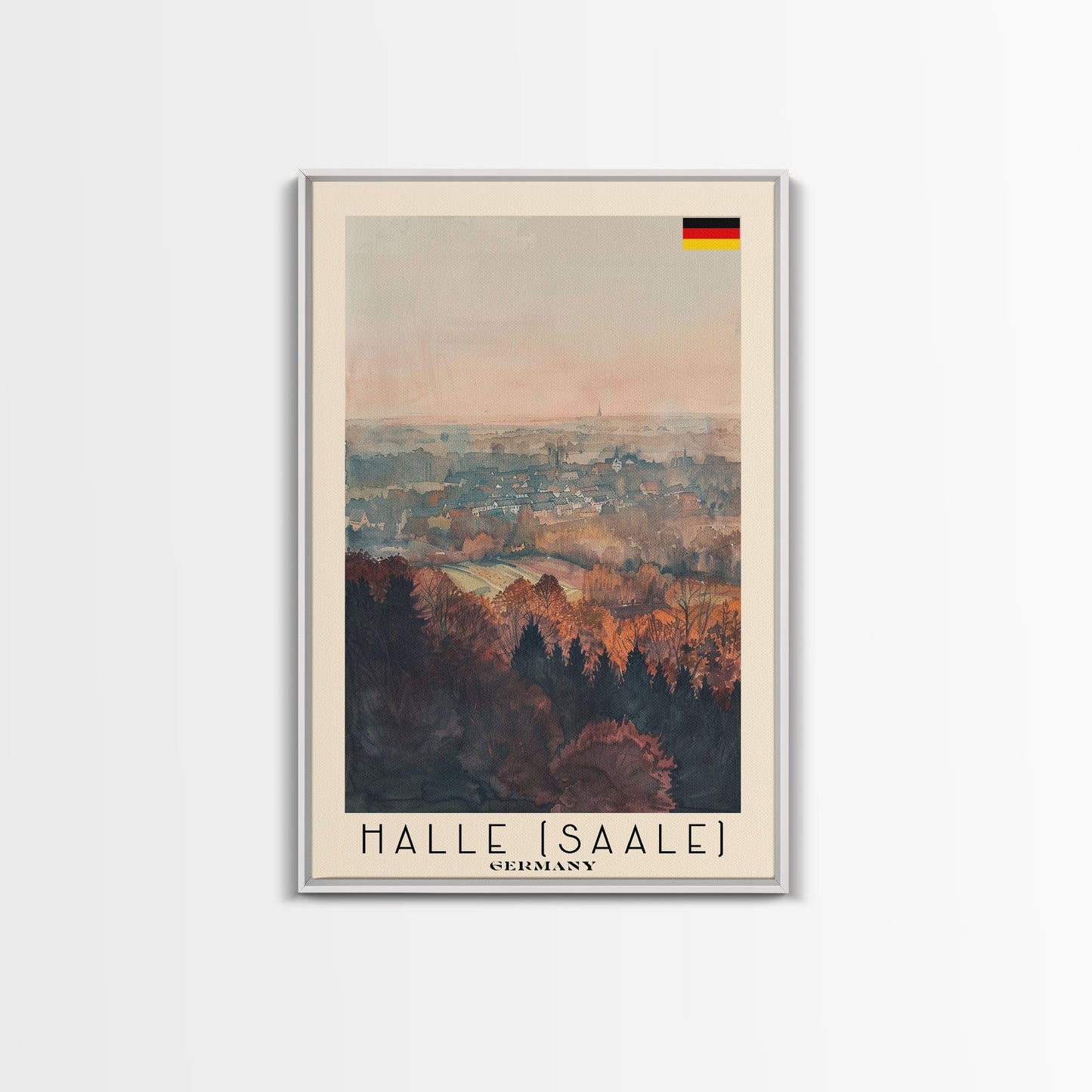 Halle Germany Scenic View Art, Framed Canvas Print, Bedroom Wall Art, Travel Poster Art, Home Decoration, German Wall Art