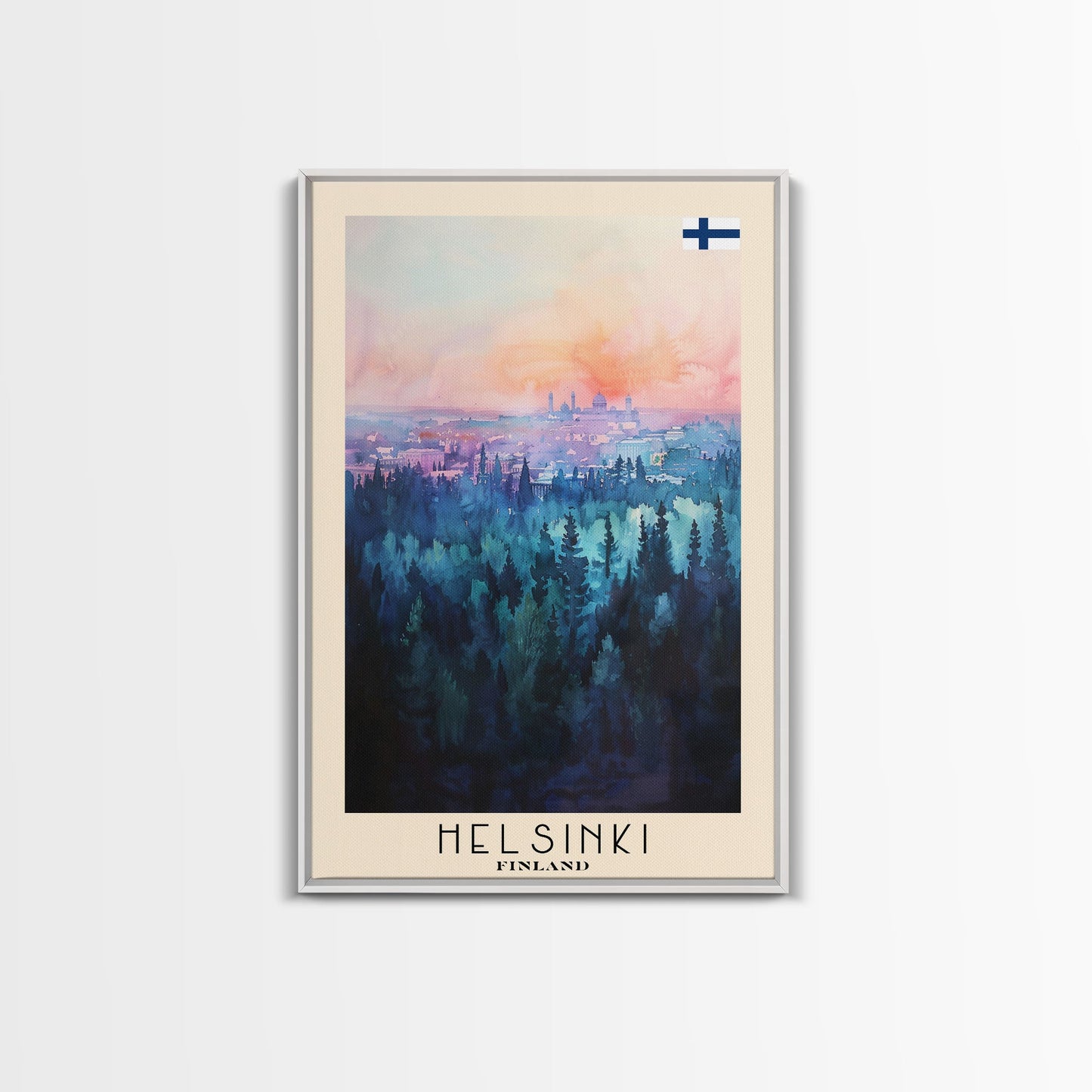 Helsinki Finland Skyline Art Print, Framed Canvas Wall Art, Living Room Decor, Office Art, Cityscape Poster, Home Decor, Travel Poster Art
