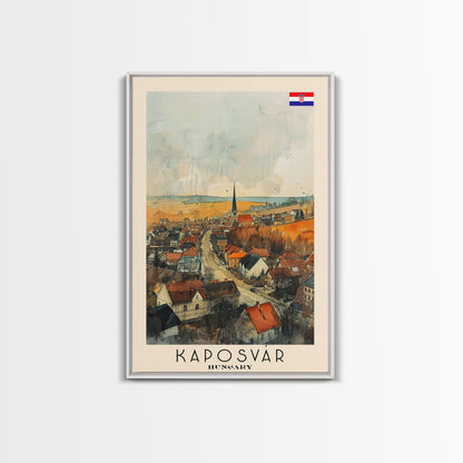 Kaposvar Hungary Urban Landscape, Framed Canvas Print, Travel Poster, Wall Art, Home Decoration, Cityscape Decor, Living Room Art, Hungarian City