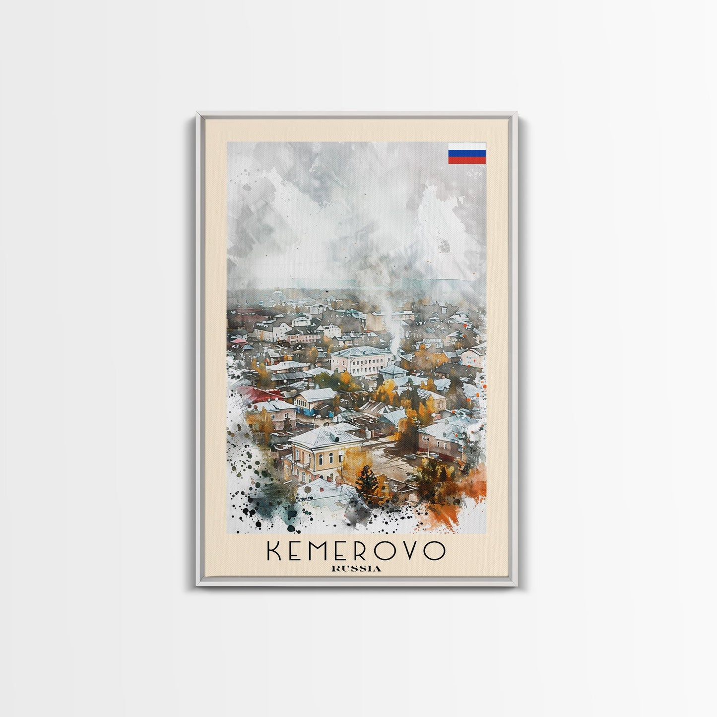 Kemerovo Russia Winter Cityscape, Framed Canvas Print, Travel Poster, Wall Art, Home Decor, Living Room Decoration, Russian Urban Art