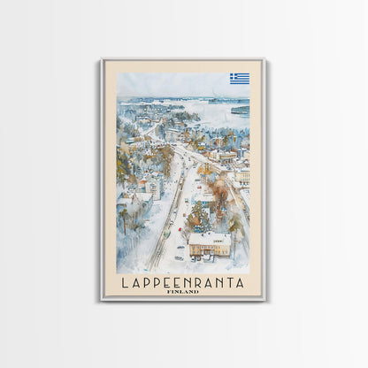 Lappeenranta Finland Travel Poster Framed Canvas Print, Scenic Landscape, Watercolor Painting, Wall Art, Home Decor, Travel Print, Artistic Gift