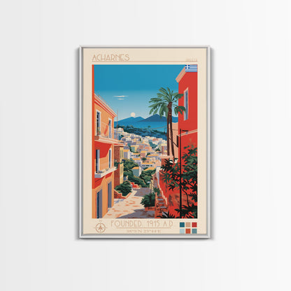 A Coruna Spain Travel Poster Framed Canvas Print, Midcentury Modern Art, Pop Art Home Decor, Scenic View Art, Vacation Gift, Living Room Wall Art, Cultural Print