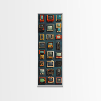 Retro Televions Framed Canvas Print, Retro Decor, Man Cave Art, Gift For Him