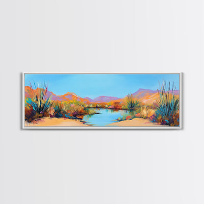 Küstenlandschaftskunst, gerahmter Leinwanddruck, extra breites Kunstwerk, Kunst vom Lake Tahoe, Wohnzimmerkunst, Panoramagemälde, rustikale Dekoration, Kunst über dem Sofa