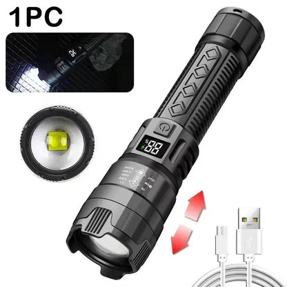 Ultra Bright Tactical LED Flashlight - USB Rechargeable Zoom Lantern for Camping, Fishing, and Defense