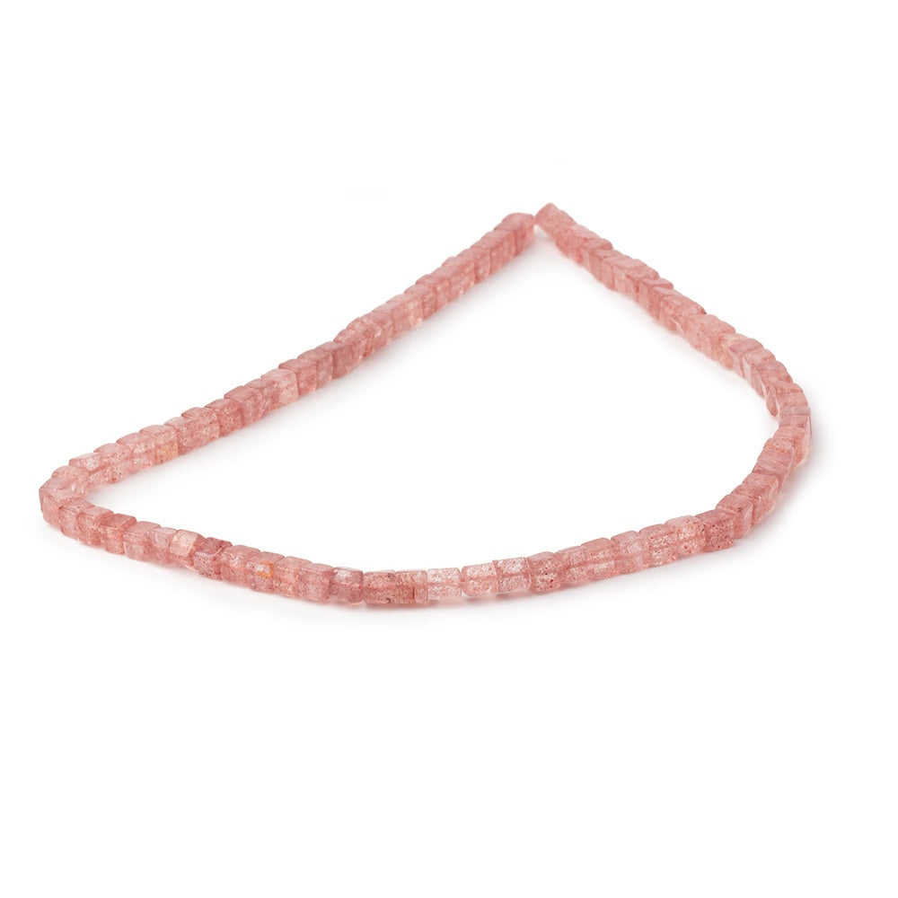 4-4.5mm Strawberry Quartz Plain Cube Beads 14 inch 78 pieces
