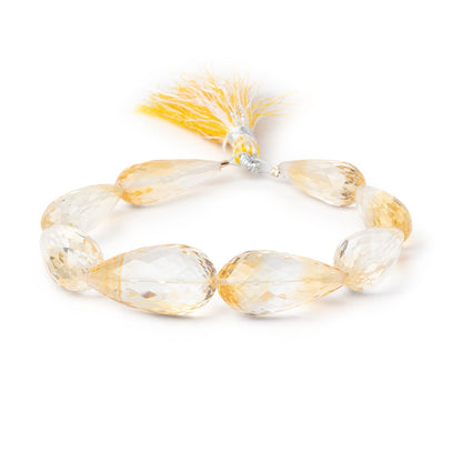 23x8-25x13mm Citrine Faceted Tear Drops 8 inch 8 Beads AA