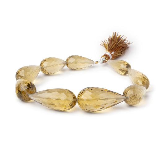 19x9-30x13mm Whiskey Quartz Faceted Tear Drops 8 inch 9 Beads AA