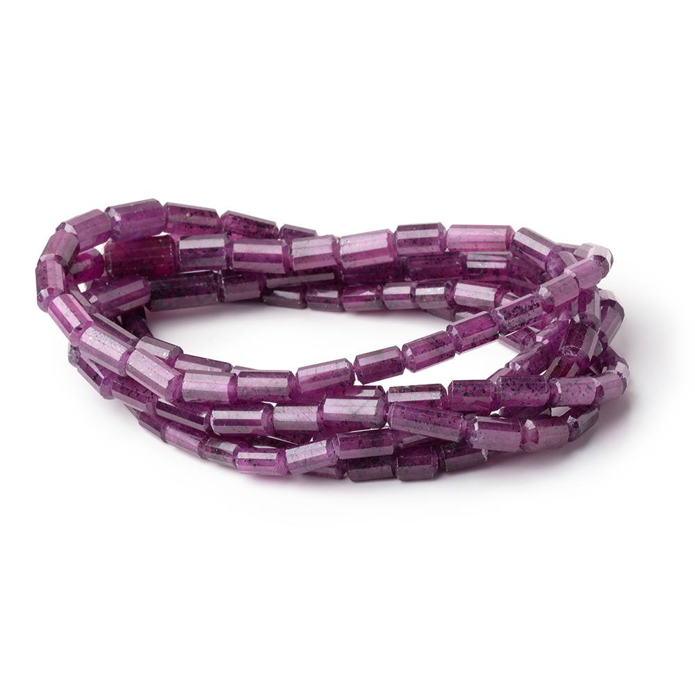 5-11mm Ruby Faceted Tube Beads 16 inch 52 pieces AA