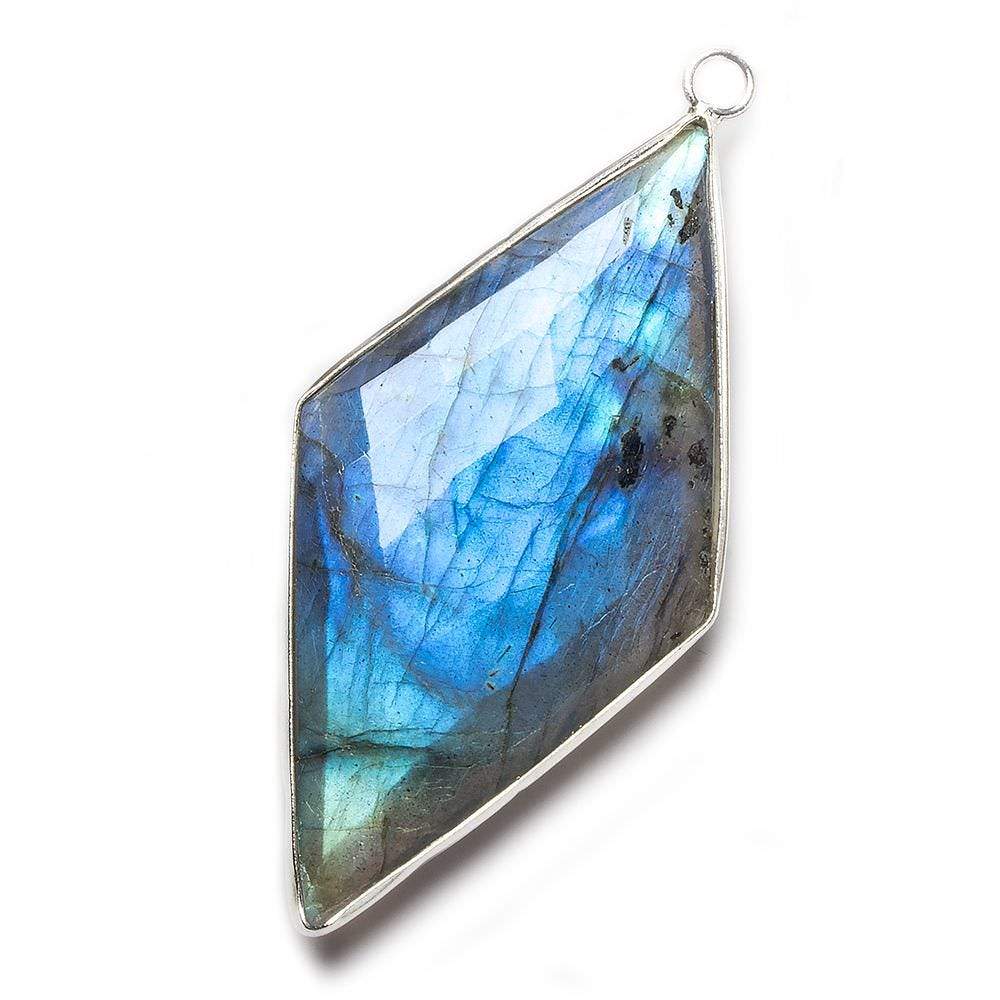 50x26mm Sterling Silver bezel Labradorite faceted kite Pendant 1 focal bead