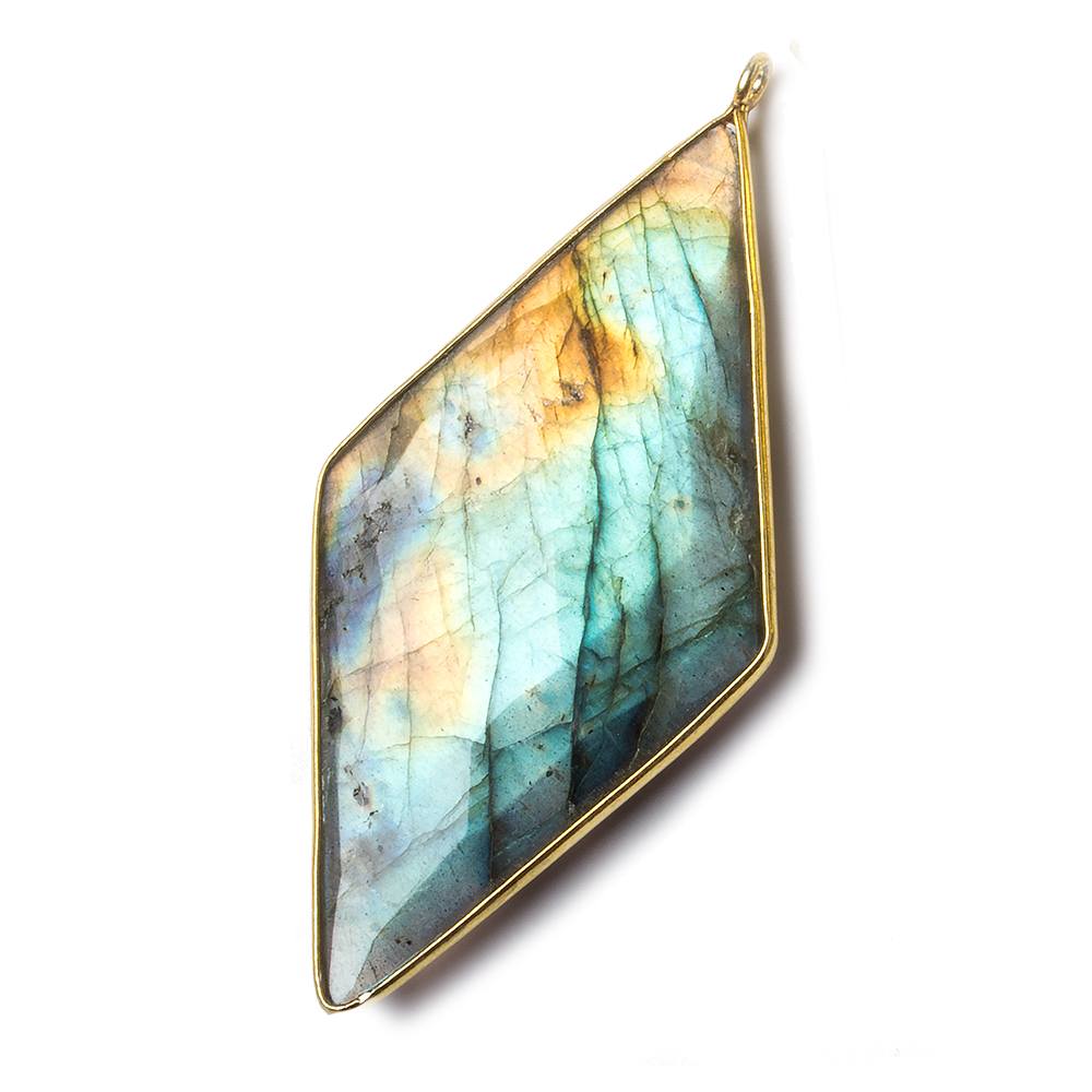 50x26mm Vermeil bezel Labradorite faceted kite Pendant 1 focal
