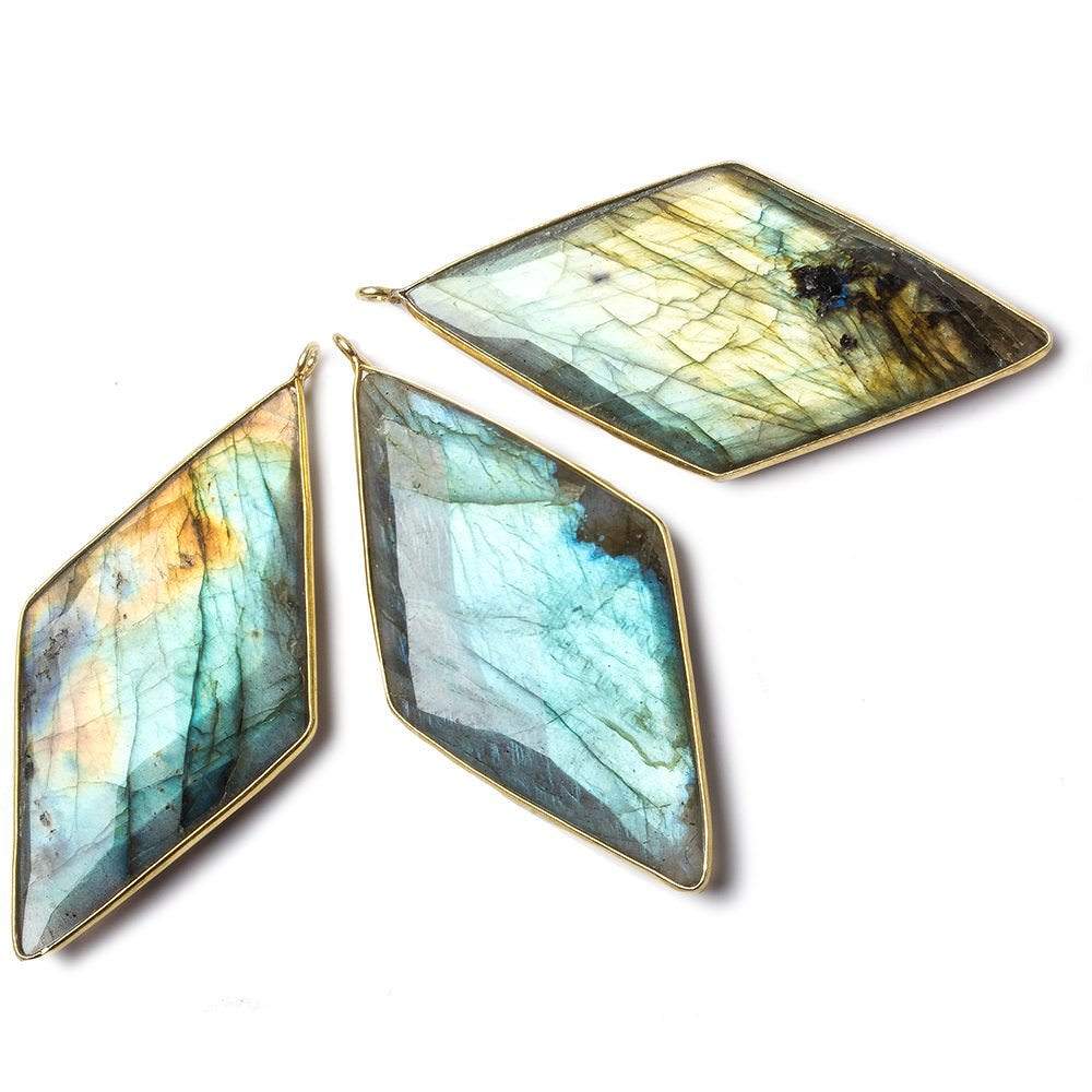 50x26mm Vermeil bezel Labradorite faceted kite Pendant 1 focal