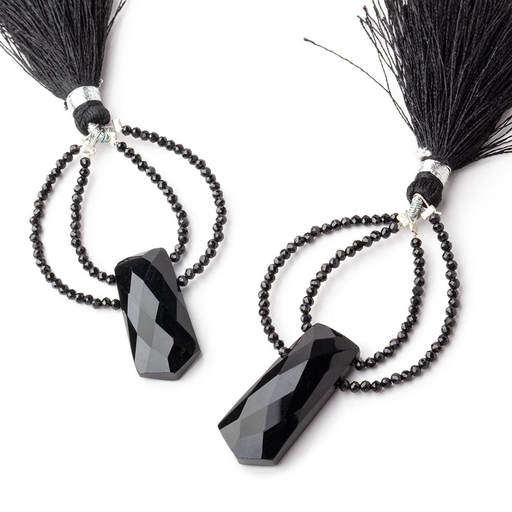 50x30mm Black Onyx Fancy Focal Beads Sold as a Set of 2