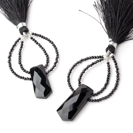 50x30mm Black Onyx Fancy Focal Beads Sold as a Set of 2