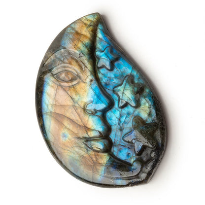 50x34mm Labradorite Crescent Moon and Stars Cabochon 1 Piece
