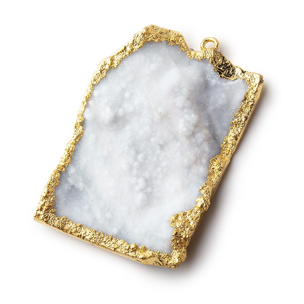 50x35mm Gold Leafed White Drusy Freeform Pendant 1 piece
