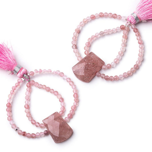 50x45mm Strawberry Quartz Fancy Focal Beads Sold as a Set of 2