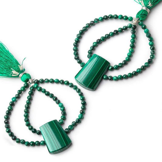 50x50mm Malachite Fancy Focal Beads Sold as a Set of 2