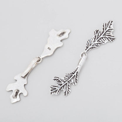 51x11mm Antiqued Sterling Silver Hook & Eye Clasp Oak Leaves 1 piece