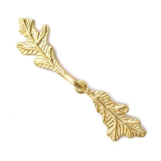 51x11mm Vermeil Hook Clasp Oak Leaves Design 1 piece