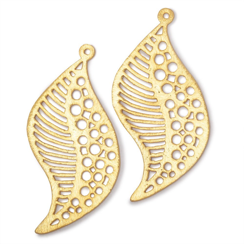 51x30mm Brushed Filigree Leaf Charm Set of 2 pieces