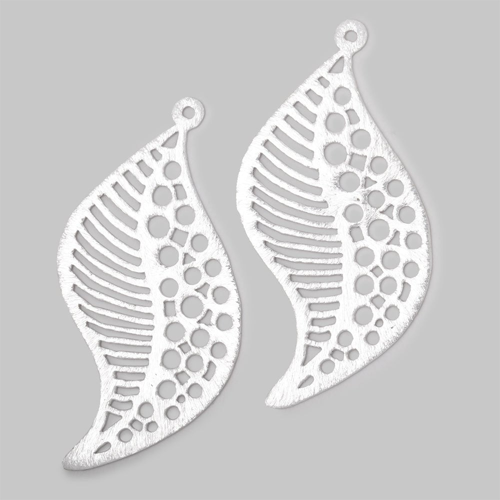 51x30mm Brushed Filigree Leaf Charm Set of 2 pieces