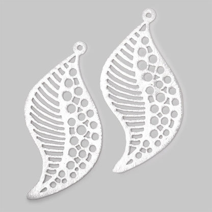 51x30mm Brushed Filigree Leaf Charm Set of 2 pieces