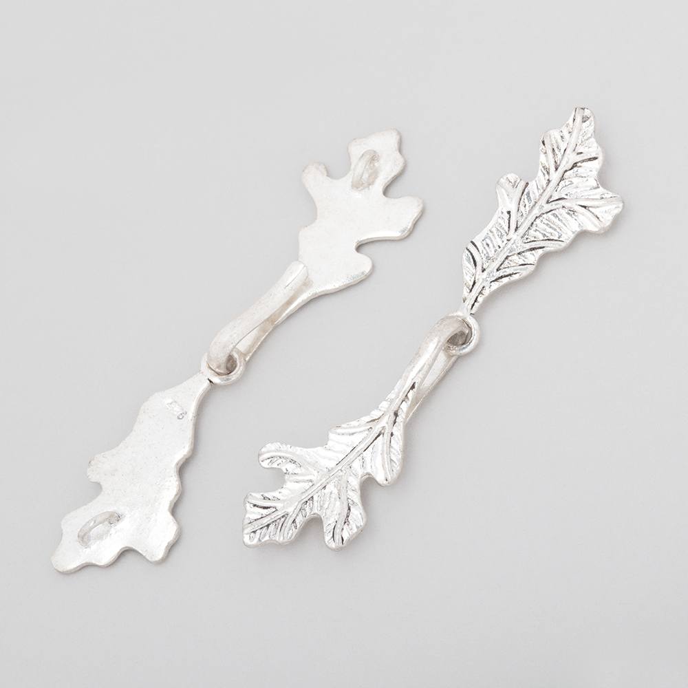 52x11mm Antiqued Sterling Silver Hook & Eye Clasp Oak Leaves 1 piece