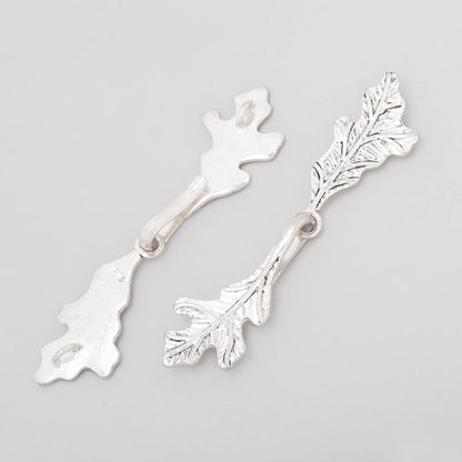 52x11mm Antiqued Sterling Silver Hook & Eye Clasp Oak Leaves 1 piece