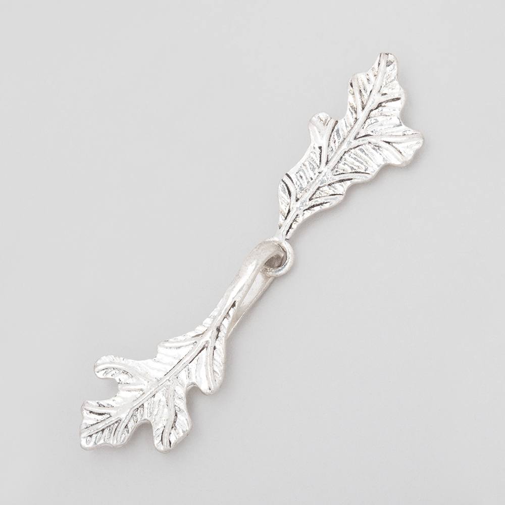 52x11mm Antiqued Sterling Silver Hook & Eye Clasp Oak Leaves 1 piece