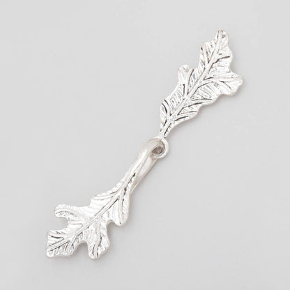 52x11mm Antiqued Sterling Silver Hook & Eye Clasp Oak Leaves 1 piece