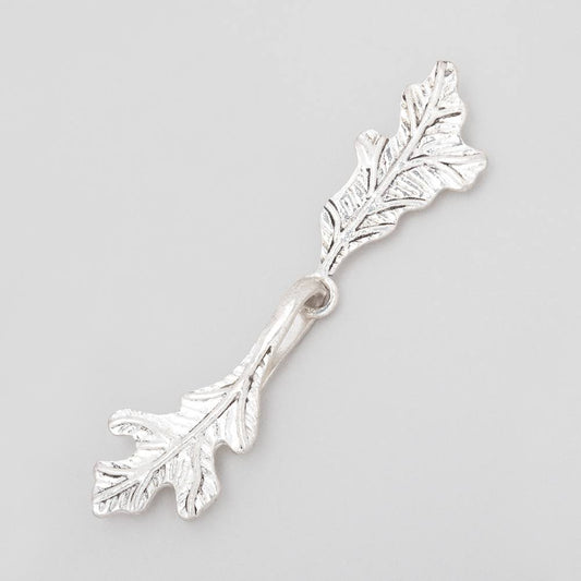 52x11mm Antiqued Sterling Silver Hook & Eye Clasp Oak Leaves 1 piece