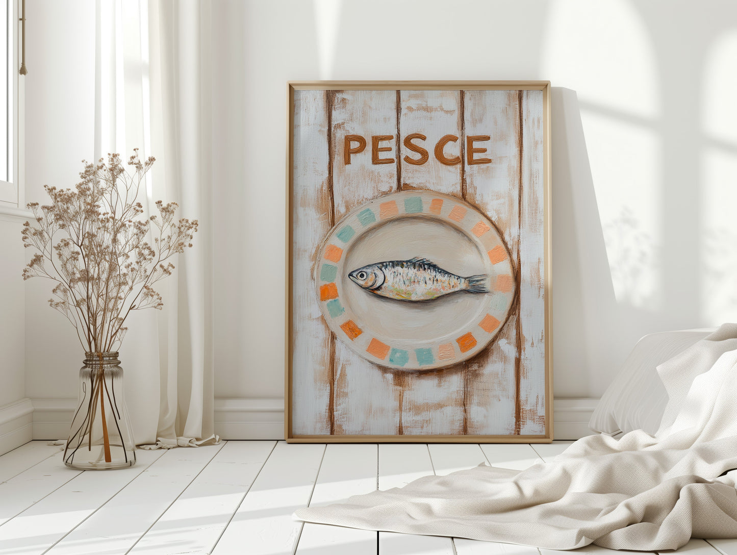 Pesce on Painted Tile Plate