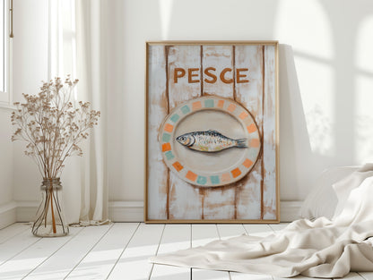 Pesce on Painted Tile Plate