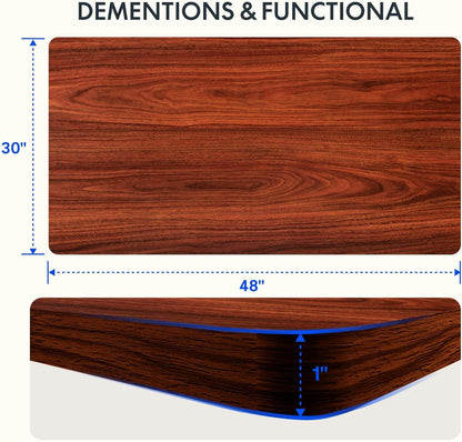 EN2 Height Adjustable Electric Standing Desk - 48"x30" with Clamp Power Strip & Cable Management (Gray Frame + Mahogany Top)
