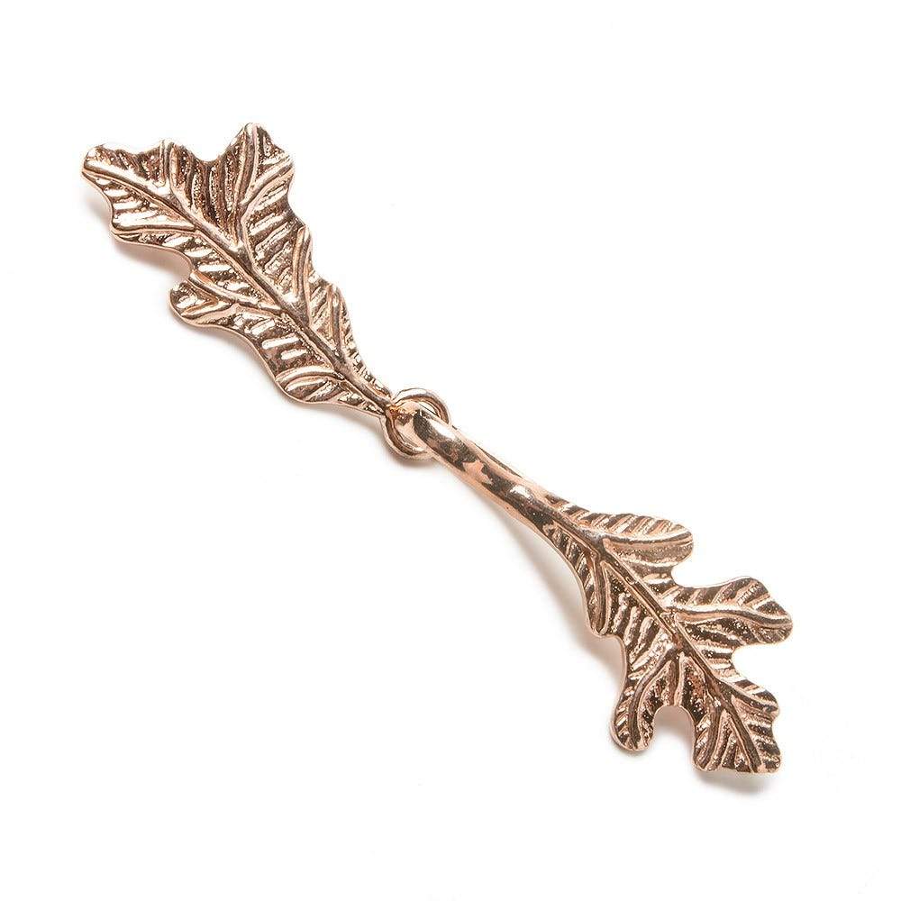 53x12mm Rose Gold plated Silver Hook & Eye Clasp Oak Leaves Design 1 pcs
