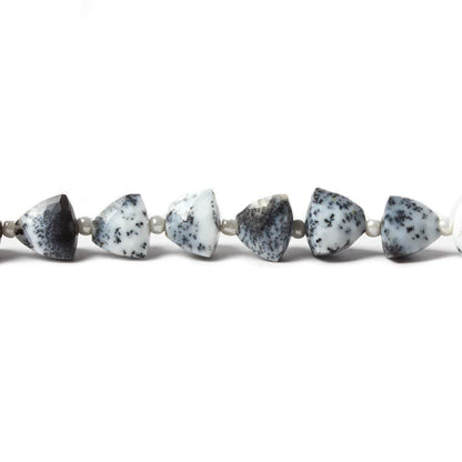 5.3x5-6.3x6mm Dendritic Opal Straight Drilled Faceted Trillion 7 inch 24 beads