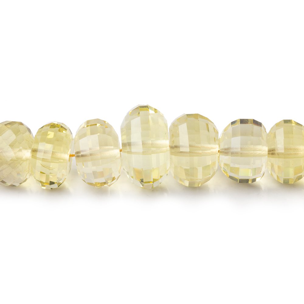 5.5-10mm Lemon Quartz Checkerboard Faceted Rondelles 16 inch 81 Beads AA