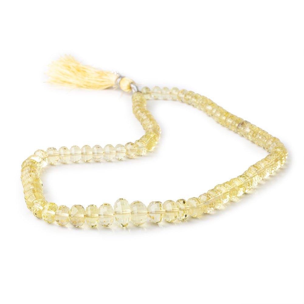 5.5-10mm Lemon Quartz Checkerboard Faceted Rondelles 16 inch 81 Beads AA