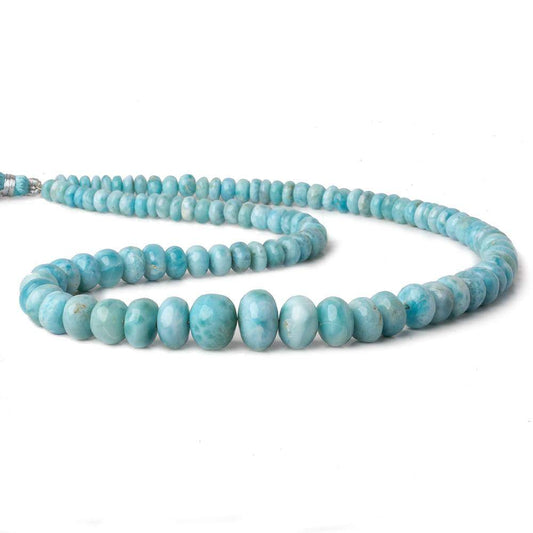 5.5-12mm Larimar plain rondelles 18 inch 105 beads AAA