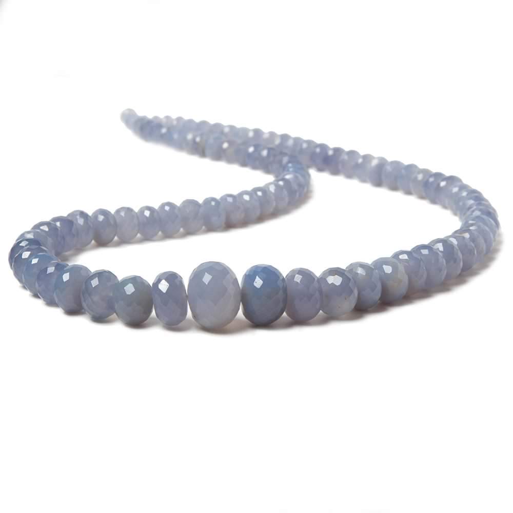5.5-14mm Natural Blue Chalcedony faceted rondelles 19 inch 68 beads