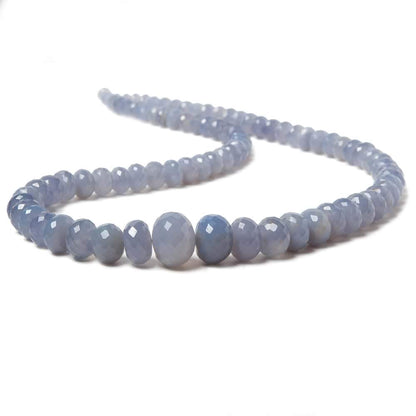 5.5-14mm Natural Blue Chalcedony faceted rondelles 19 inch 68 beads