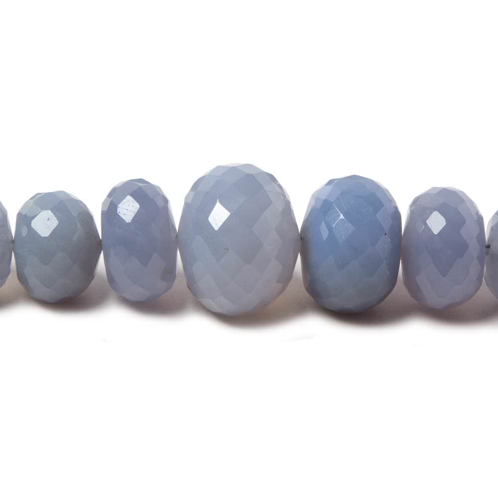 5.5-14mm Natural Blue Chalcedony faceted rondelles 19 inch 68 beads