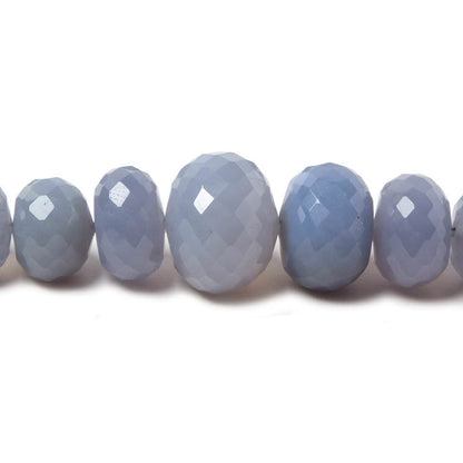 5.5-14mm Natural Blue Chalcedony faceted rondelles 19 inch 68 beads