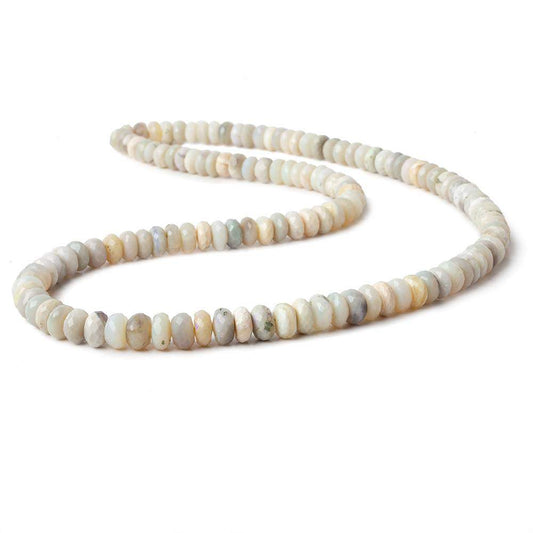 5.5-6.5mm Beige Grey Australian Opal faceted rondelles 18 inch 130 beads