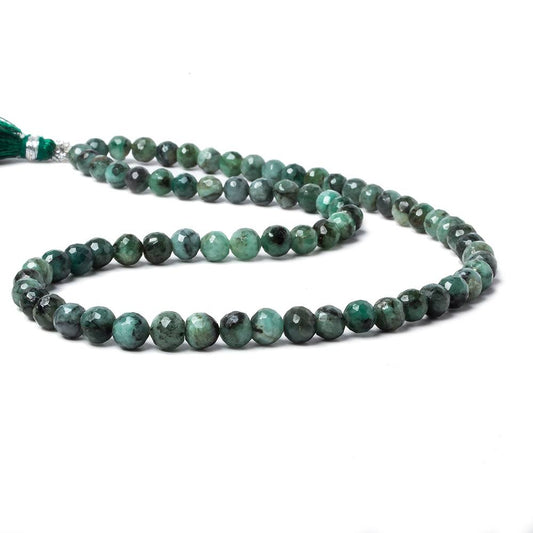 5.5-6.5mm Brazilian Emerald Faceted Round Beads 15 inch 71 pieces