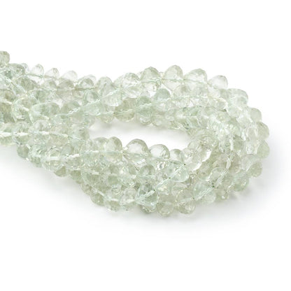 5.5-6.5mm Prasiolite Center Drill Faceted Candy Kiss 8 inch 33 Beads